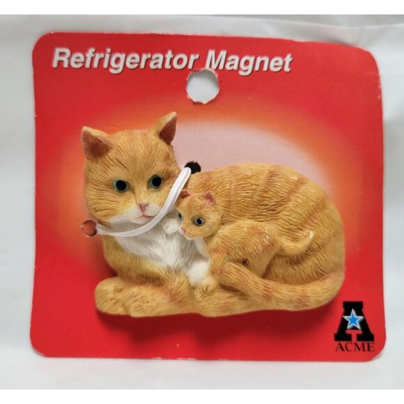 Vintage Acme Cat & Kitten Resin Refrigerator Magnet #92001C NOS - Picture 1 of 6